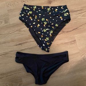 Victoria Secret Pink Fruit High Waisted Bikini Bottoms & Zeraca Black Bottoms